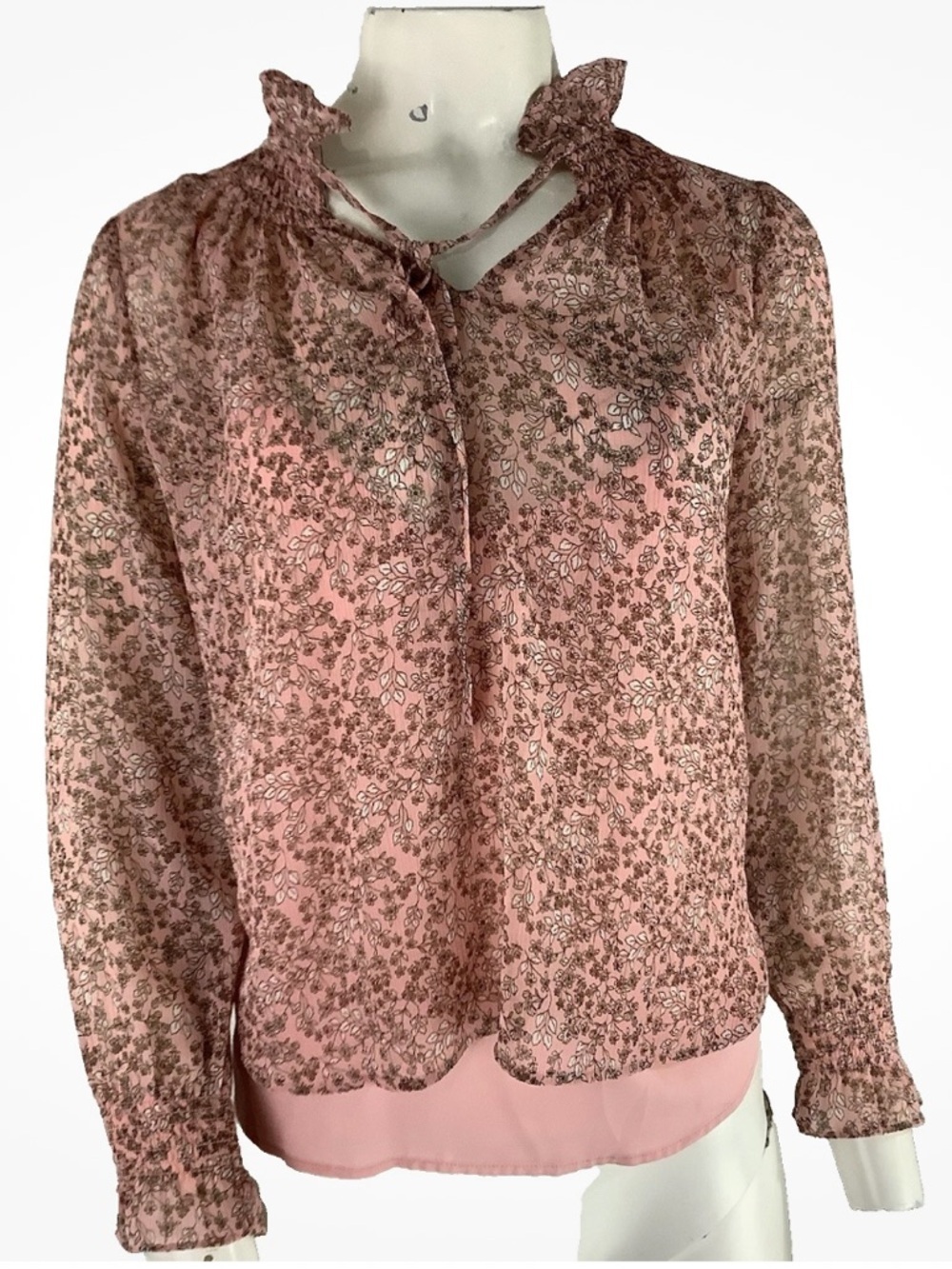 Loft Sz SP Floral Print Chiffon Layered Boho Western Festival Peasant Top